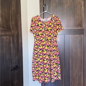 LuLaRoe Women's Geometric Pattern Short Sleeve Amelia Dress Size Large NWT